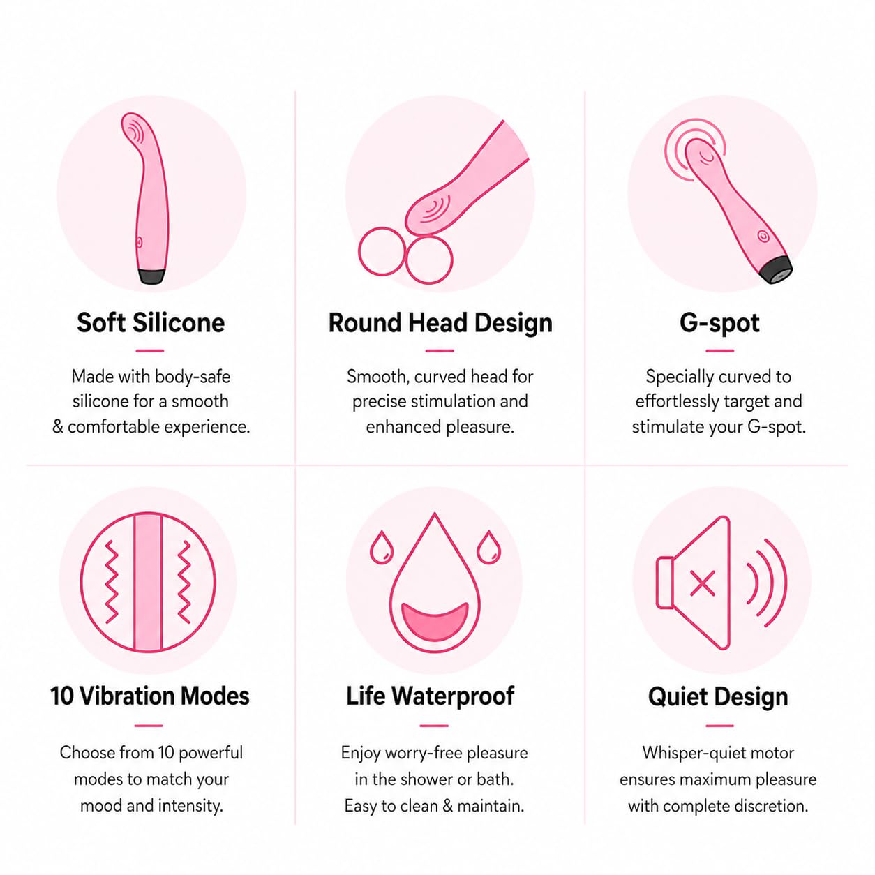 MUSVUZA Premium Personal Wellness Massager – Pink, Elegant Intimate Wellness Accessory